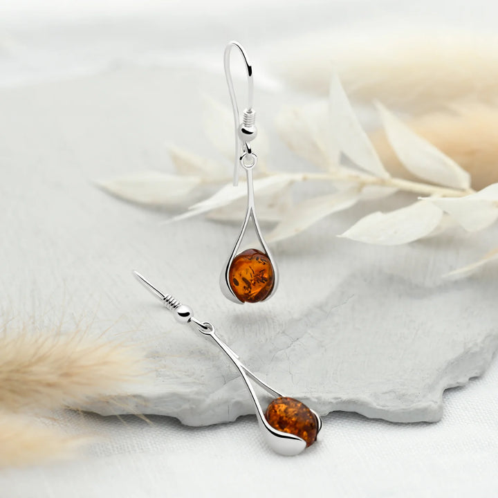 Fire Ball Amber Earrings (E58451)