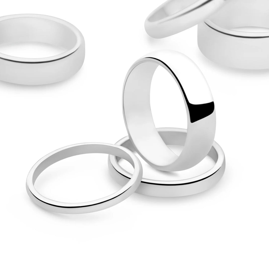 D-Shaped Silver Band Ring 2mm (R1071)