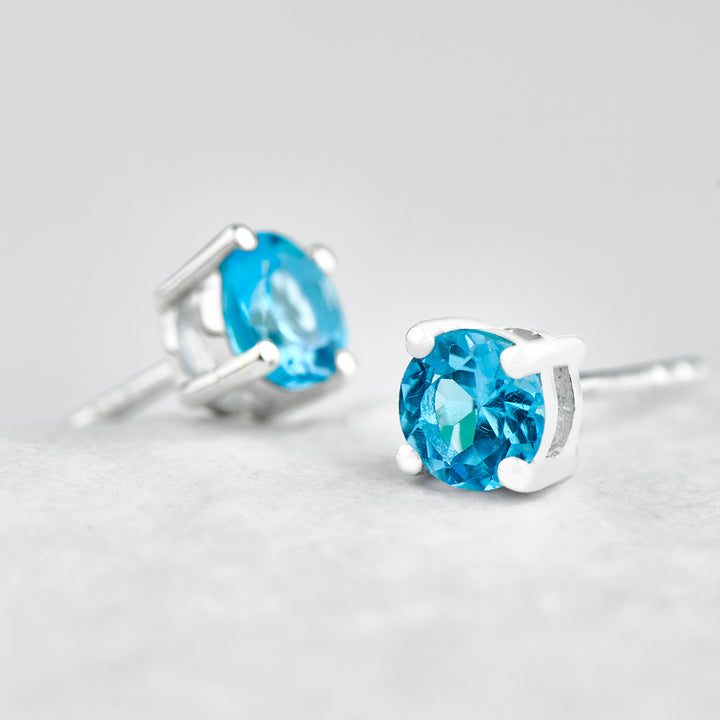 Blue Topaz Stud Earrings (B82E01)