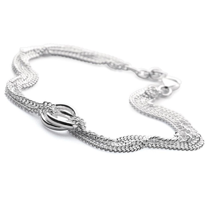 Two 925 sterling silver loops connected with layers of slinky chains bracelet (BRC7341)
