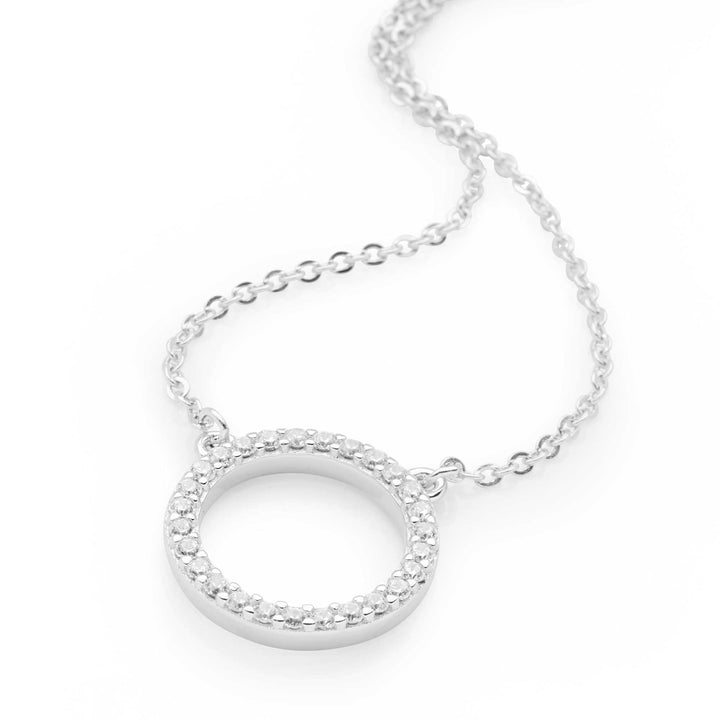 925 sterling silver cubic zirconia circle necklace (CHN11011)