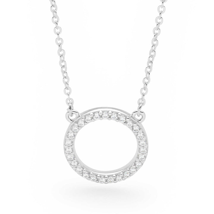 925 sterling silver cubic zirconia circle necklace (CHN11011)