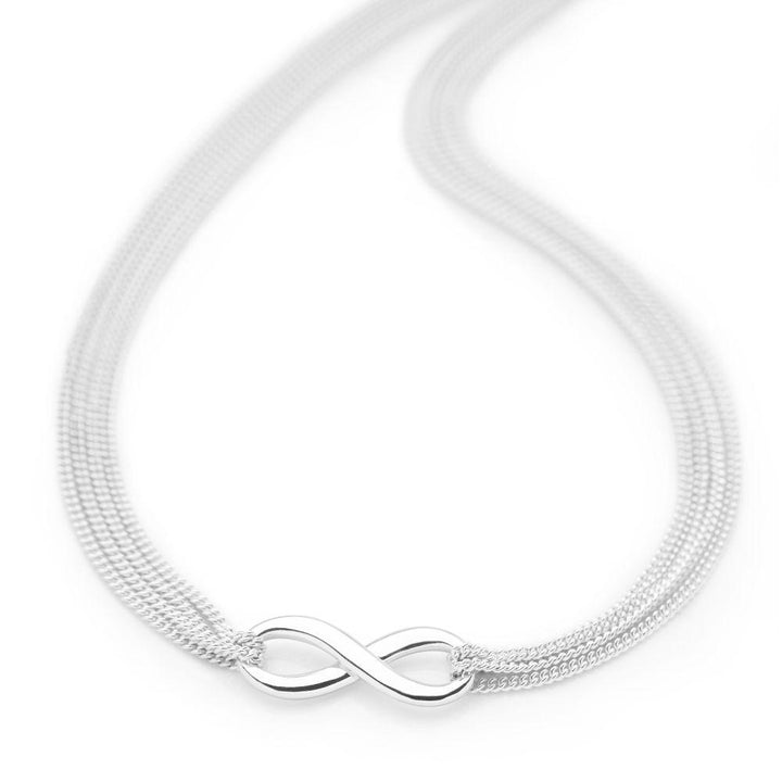 925 sterling silver infinity symbol and layers of slinky chains necklace (CHN9141)