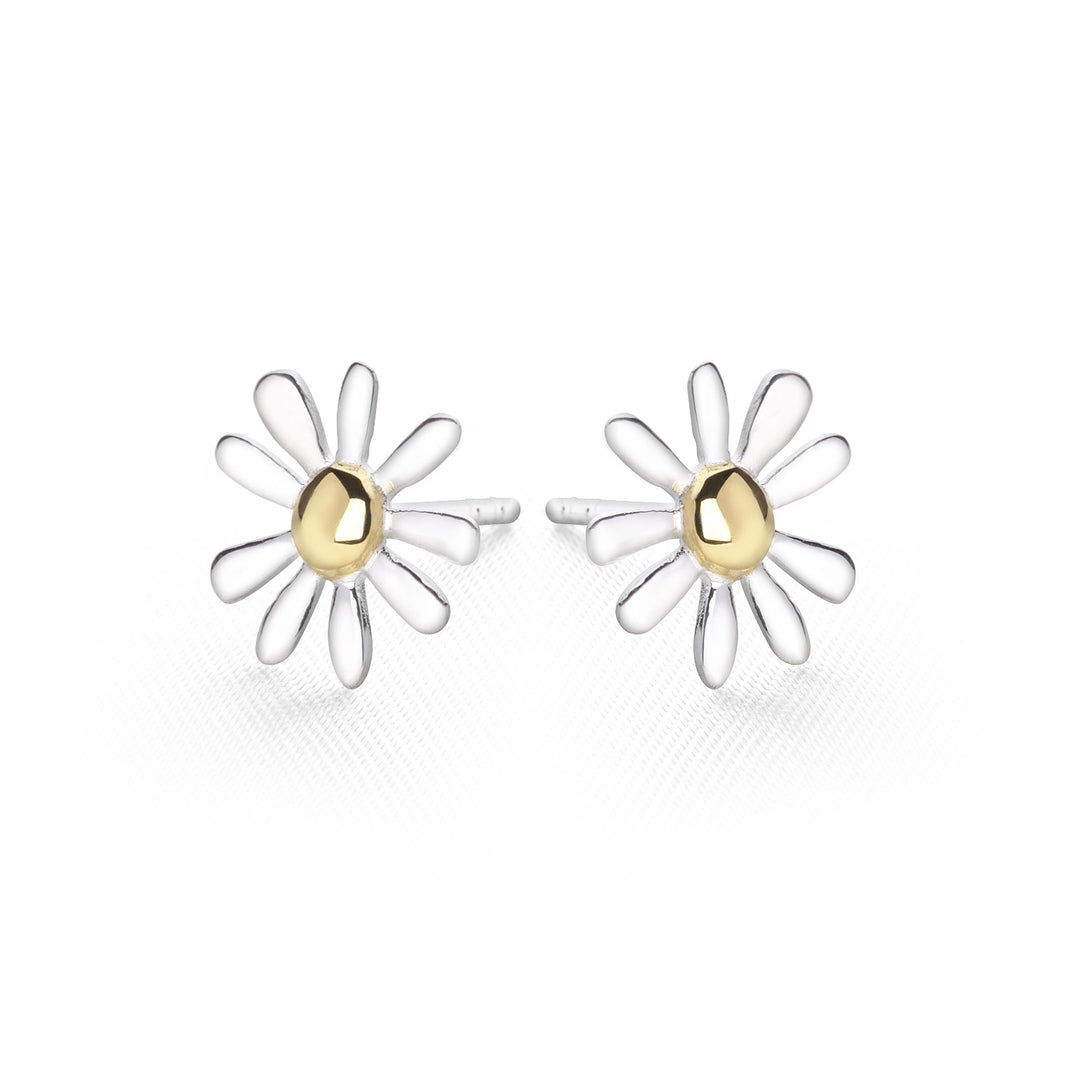 925 sterling silver daisy studs with gold plated middle