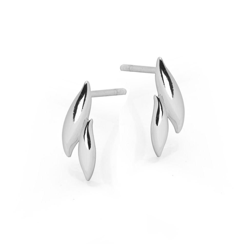 Two 925 sterling silver curves fused together stud earrings (E41661)