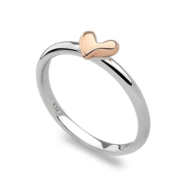 925 sterling silver rose gold heart stack ring (R14091)