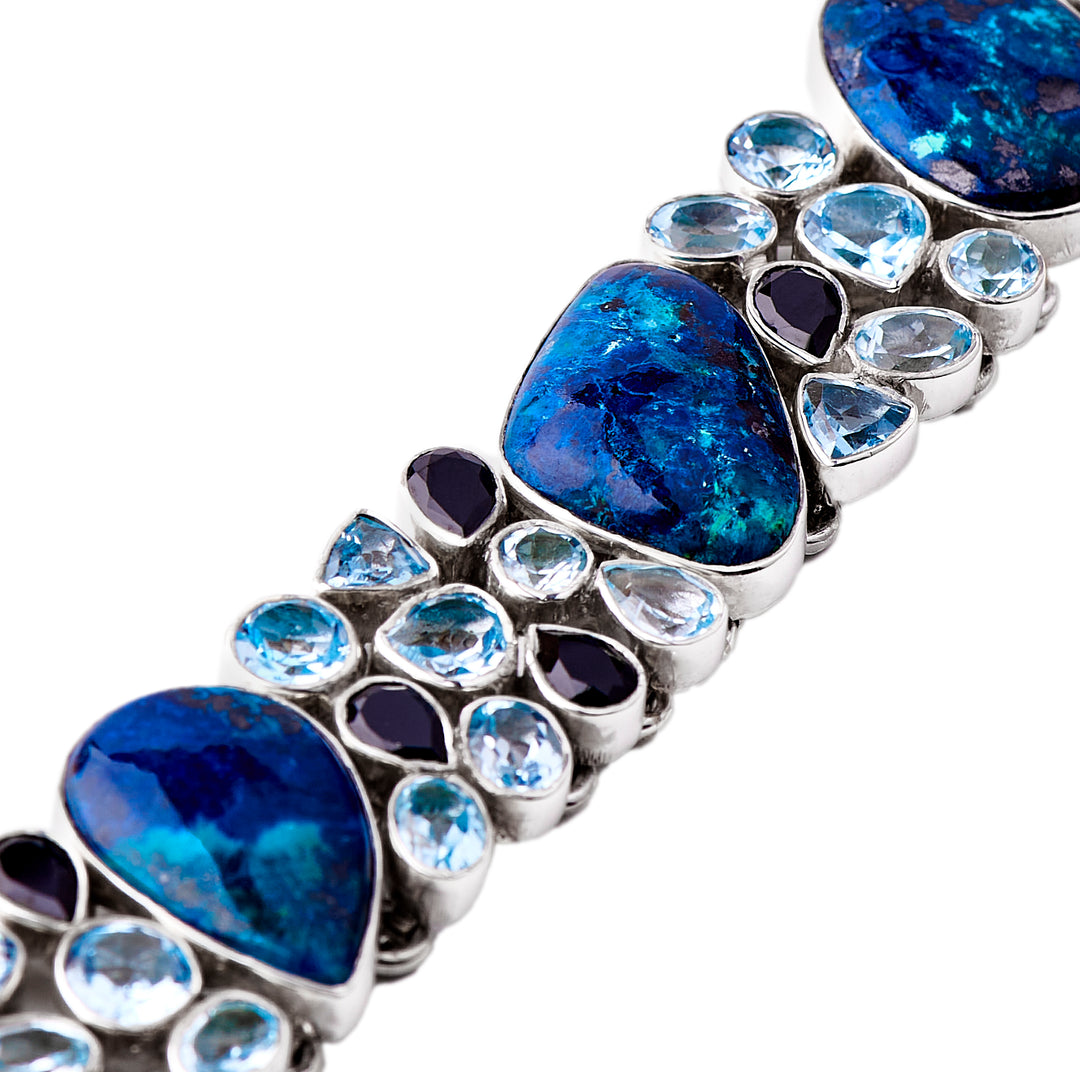 Shattuckite, Blue Topaz & Iolite Bracelet (B242BRC1)