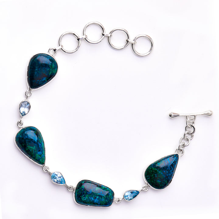 Azurite Malachite & Blue Topaz Bracelet (B245BRC1)