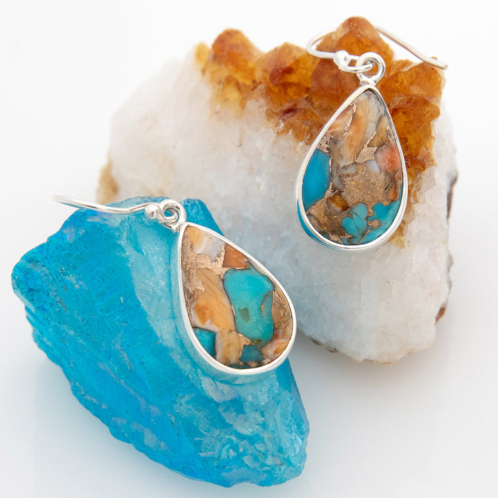 Oyster Turquoise Teardrop Earrings (B405E01)