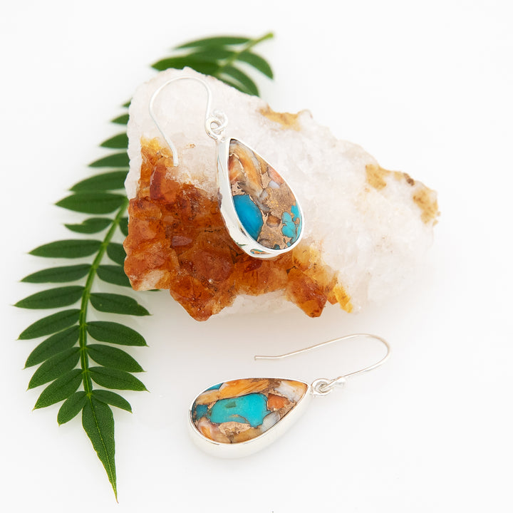 Oyster Turquoise Teardrop Earrings (B405E01)