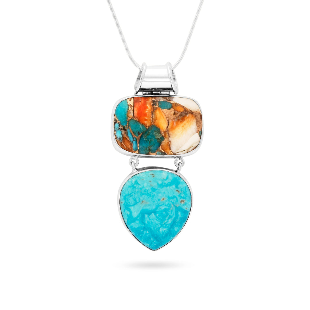 Oyster Turquoise & Turquoise Pendant (B413P02)