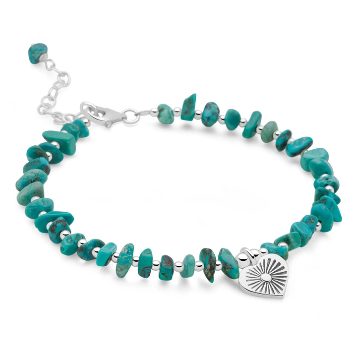 Turquoise Sun-Heart Charm Bracelet (BRC15391)