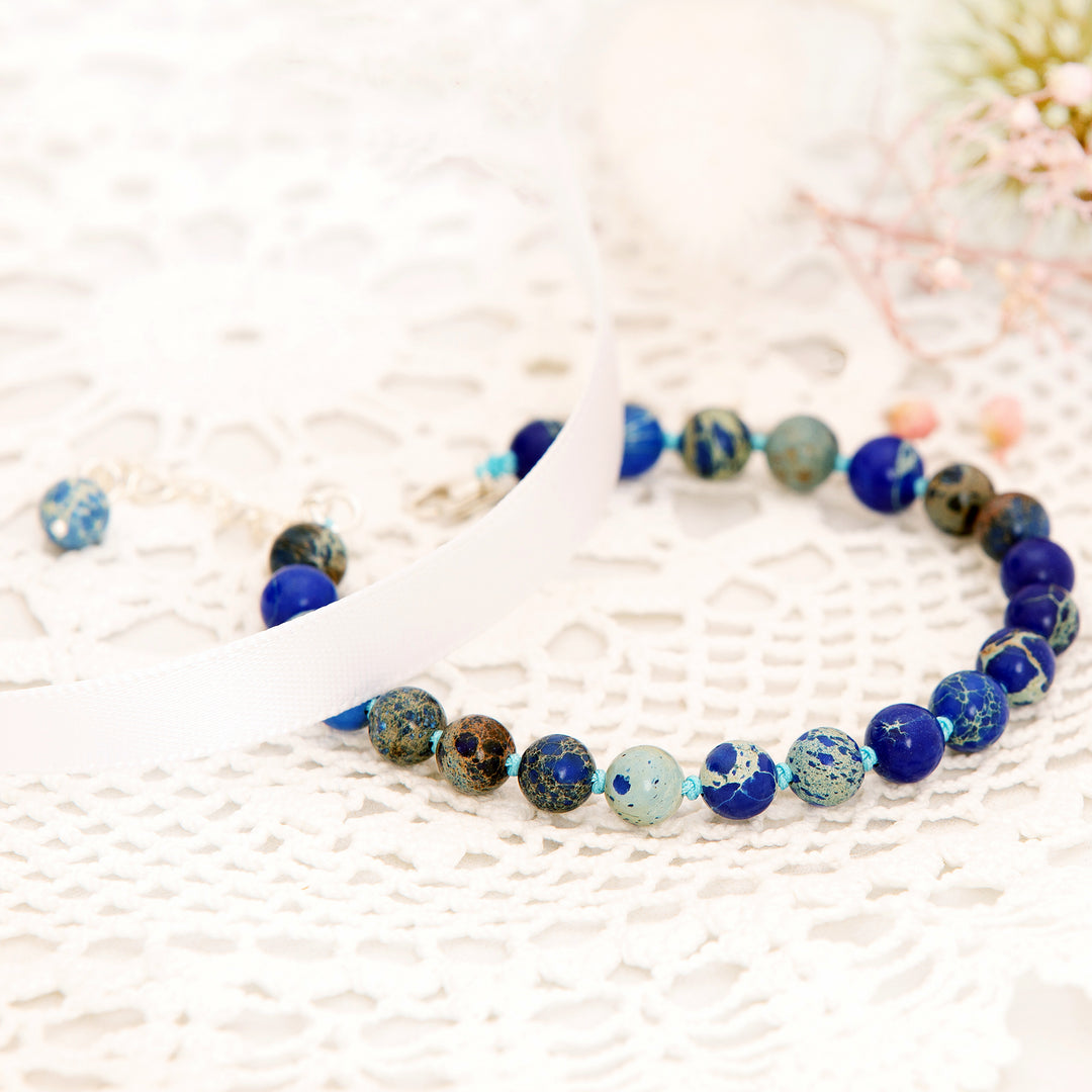 Blue Variscite Bead Bracelet (BRC16871)