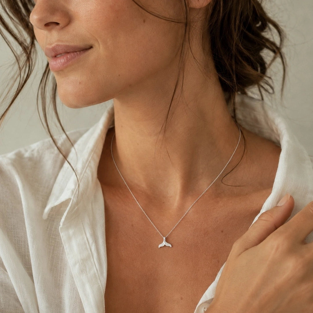 Silver Whale Tail Necklace