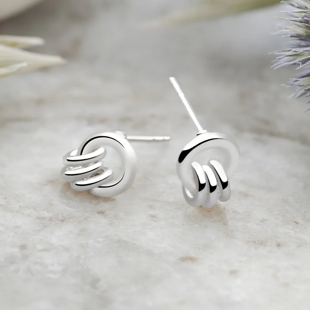 Silver Links Stud Earrings