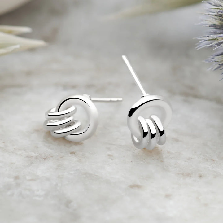 Silver Links Stud Earrings