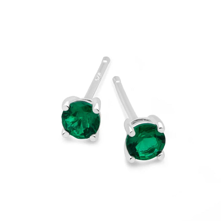 Emerald Green Solitaire Studs