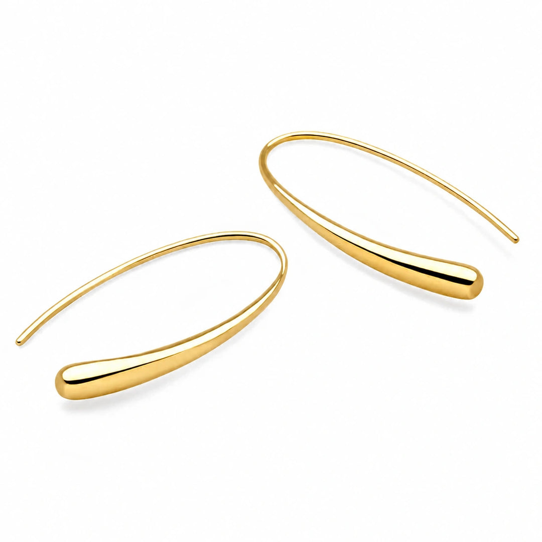 Slender Raindrop Gold Earrings