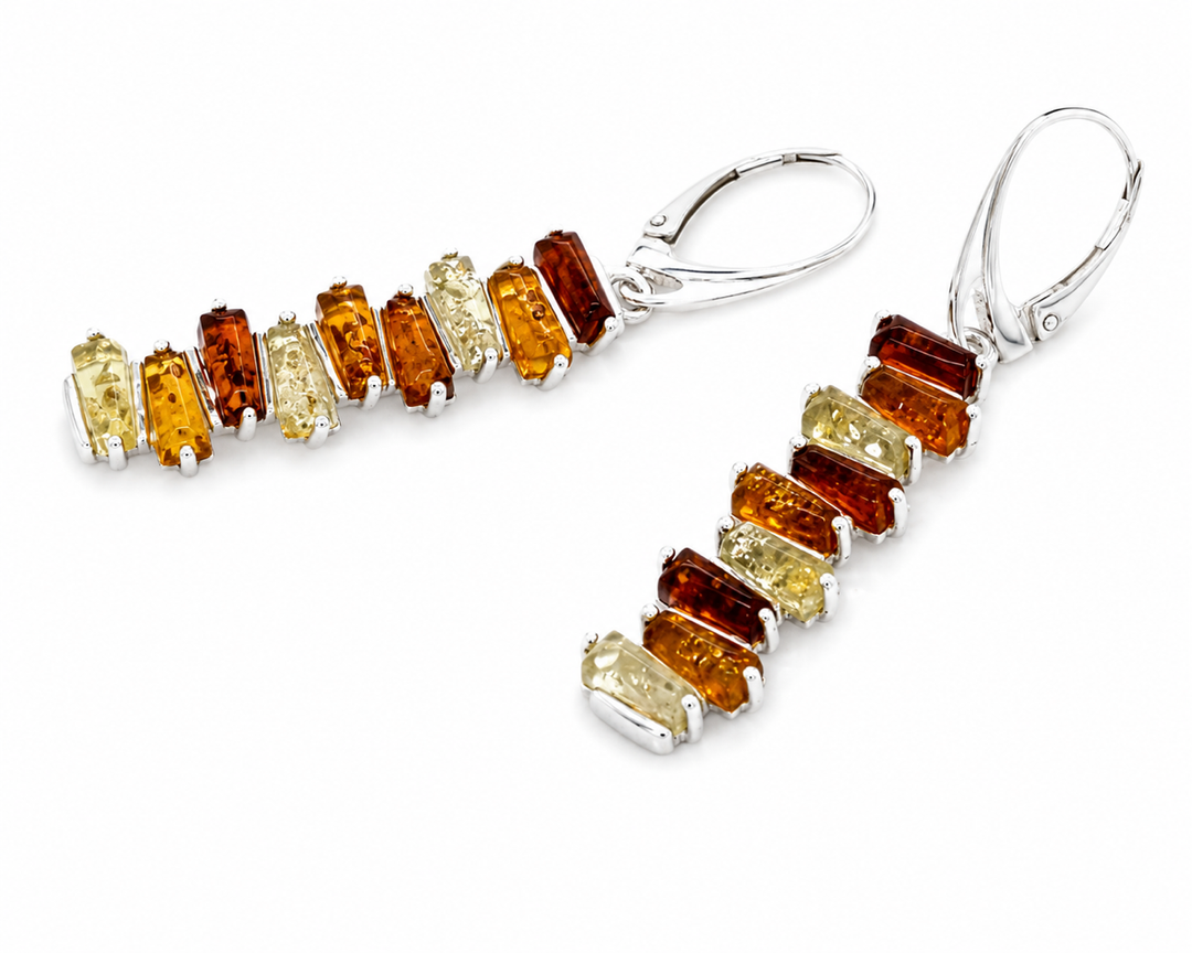 Rainbow Amber Drop Earrings