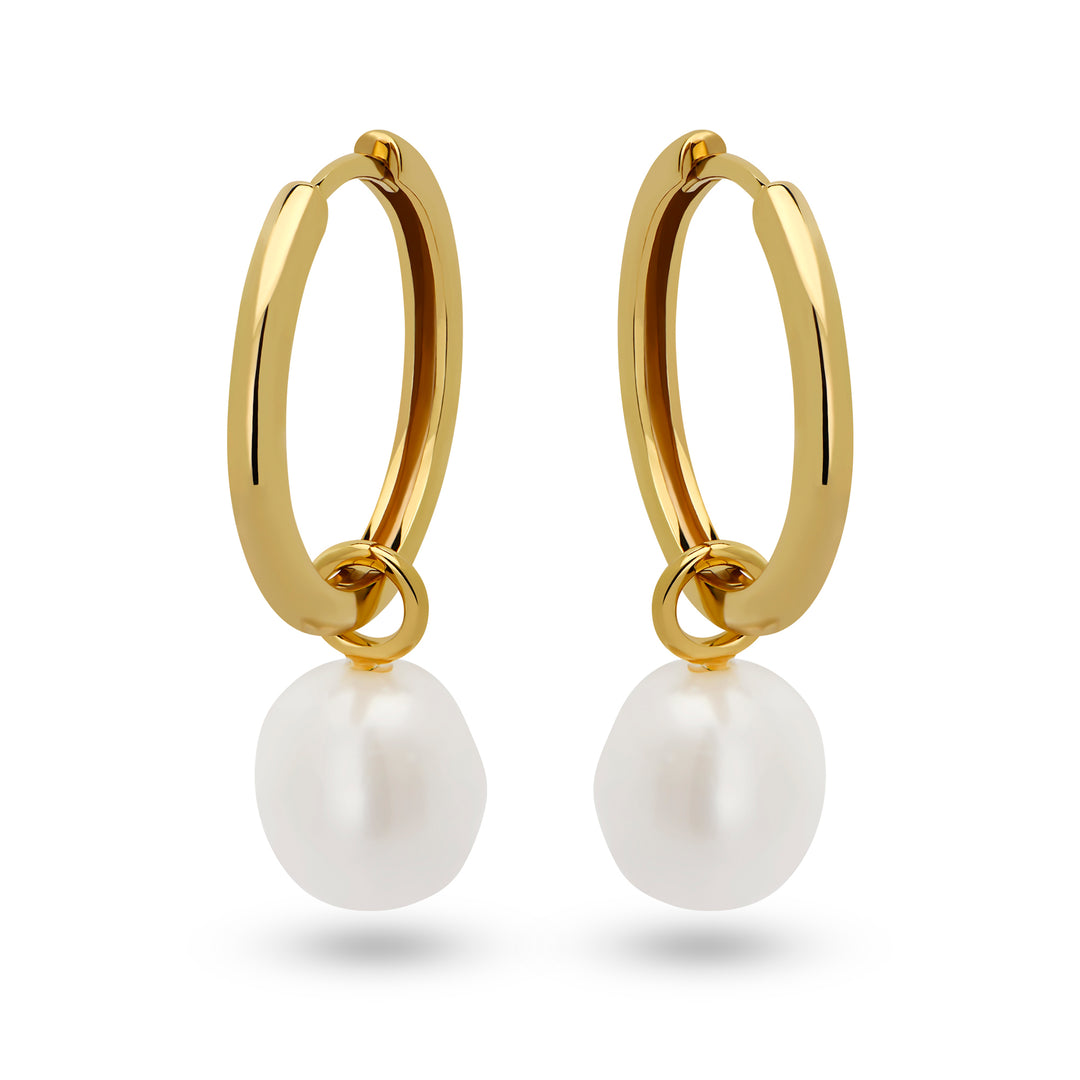 Baroque Pearl Hoop Earrings