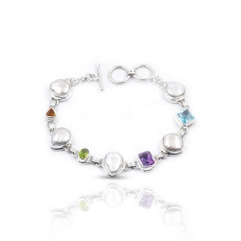 Biwa Pearl 'n' Stone Bracelet (GU0957)