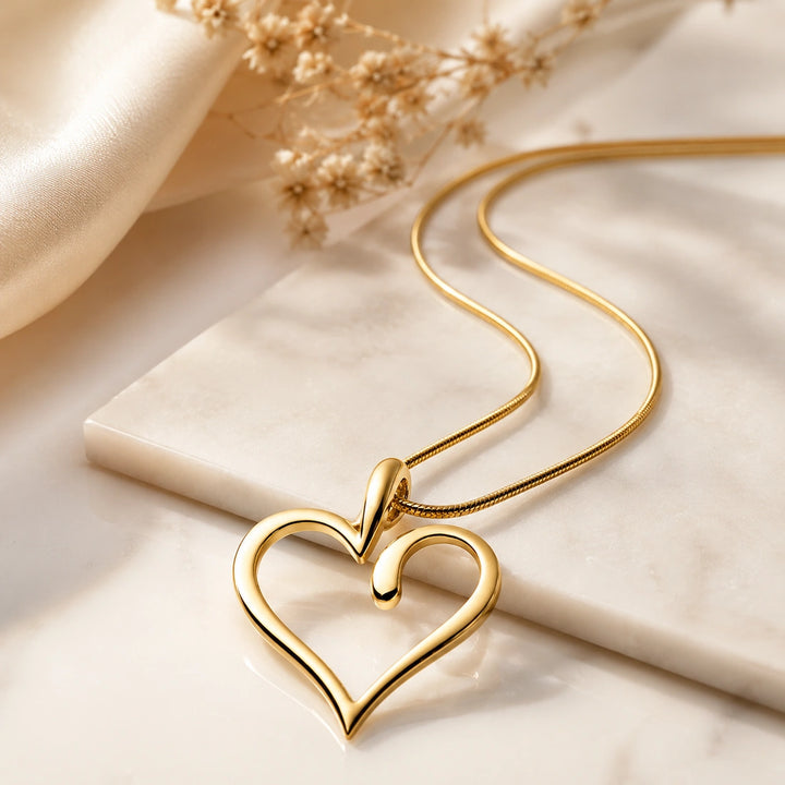 Gold Love Heart Swirl Pendant