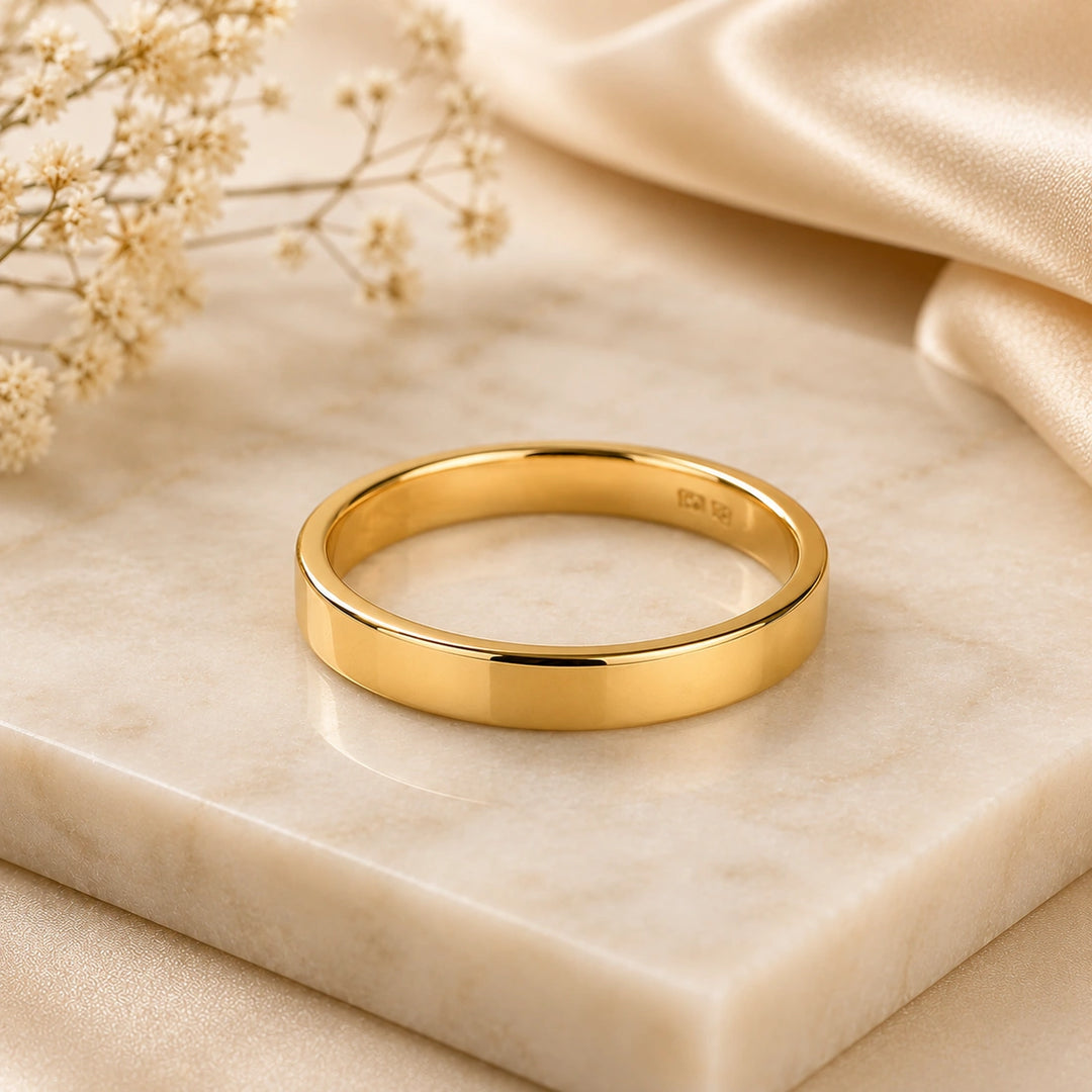 Flat Gold Band Ring - 4mm