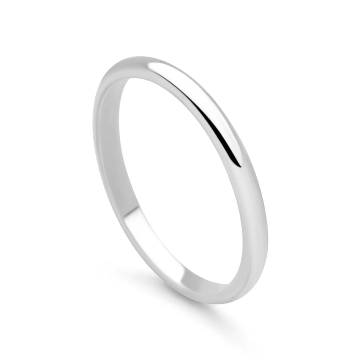 D-Shaped Silver Band Ring 2mm (R1071)