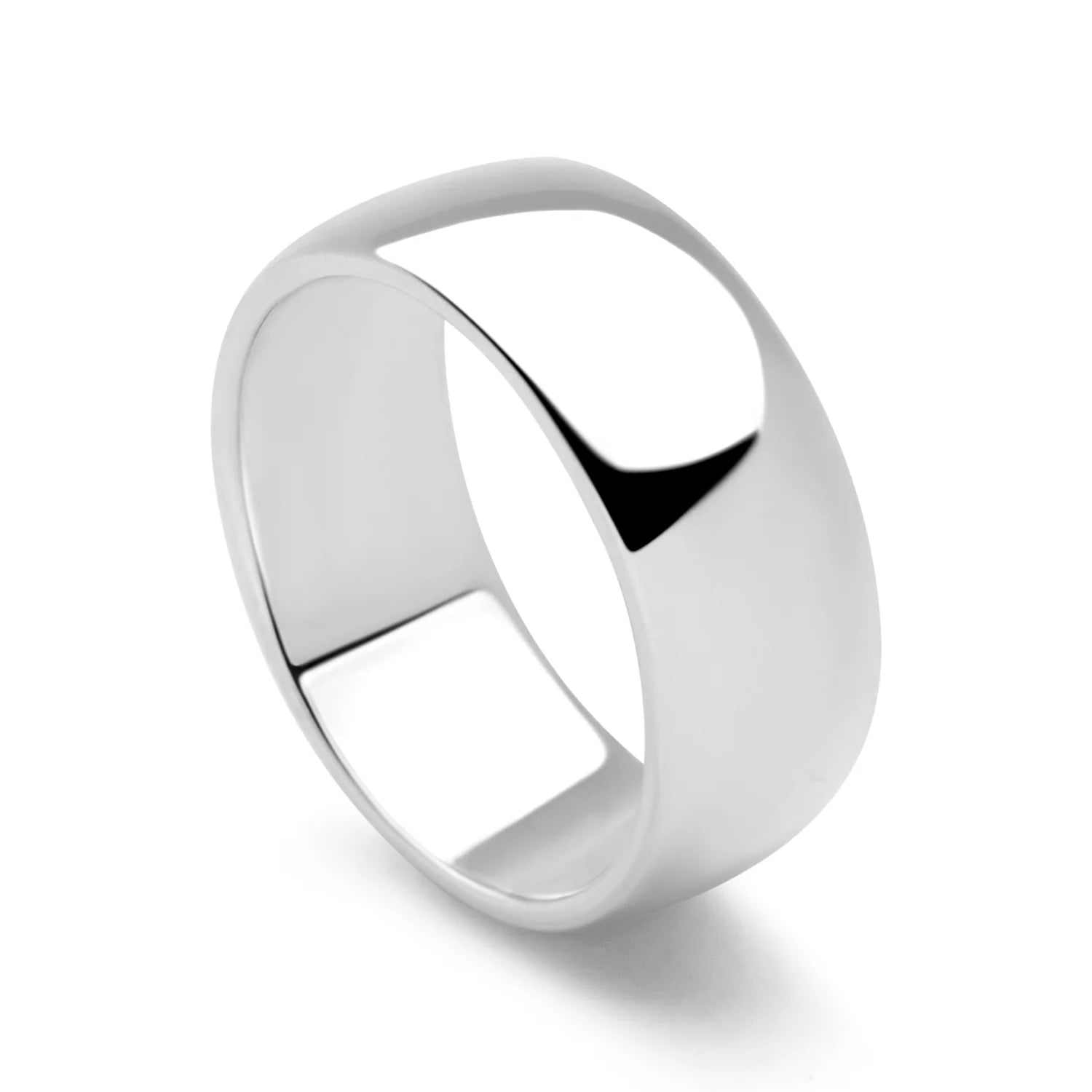 D Shaped Silver Band Ring 8mm | 925 Sterling Silver Ring | Silver Band ...
