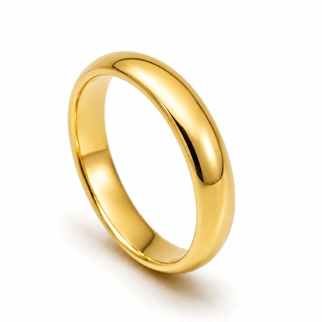 D-Shaped Gold Band Ring 4mm