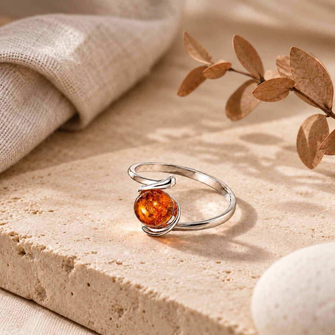 Sphere Amber Ring