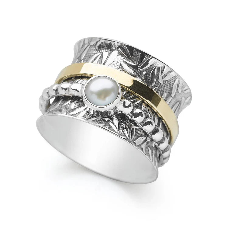 Bright Moonstone Spin Ring