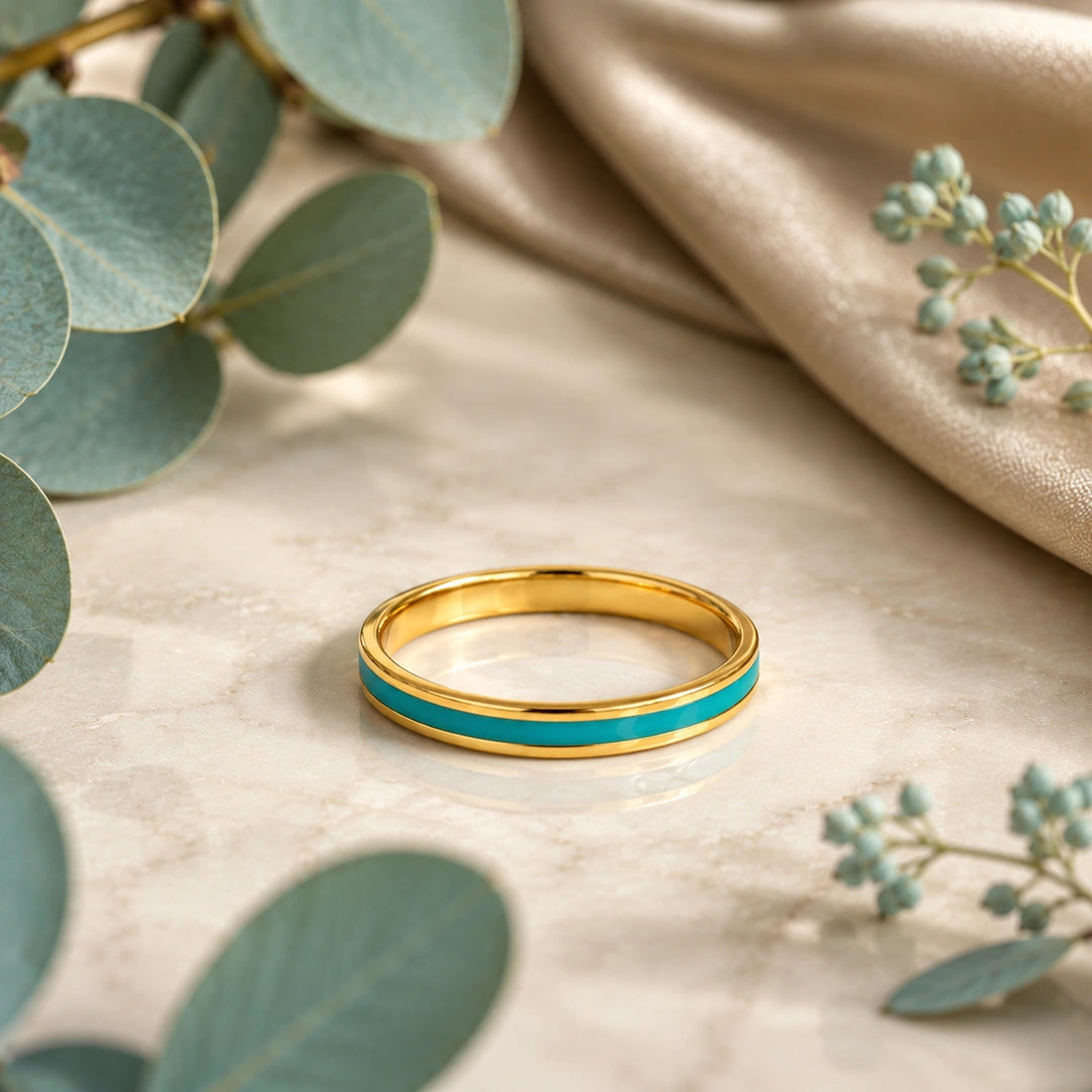 Turquoise Gold Stacking Ring