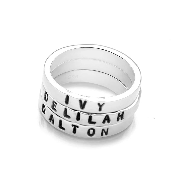 Personalised Flat Silver Band Ring 3mm