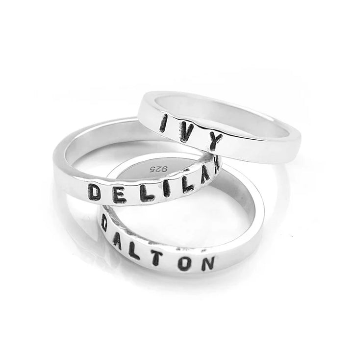 Personalised Flat Silver Band Ring 3mm