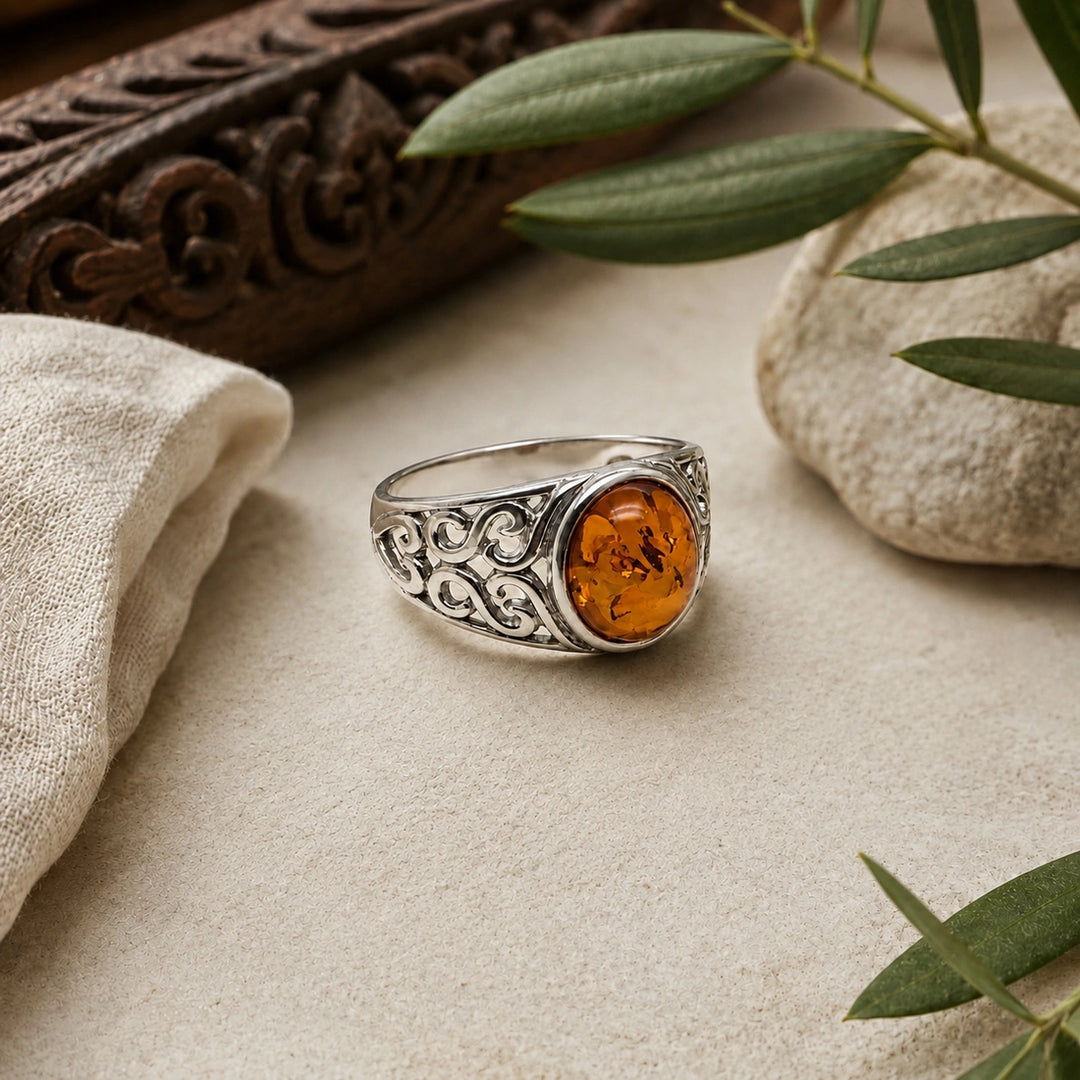 Celtic Amber Ring