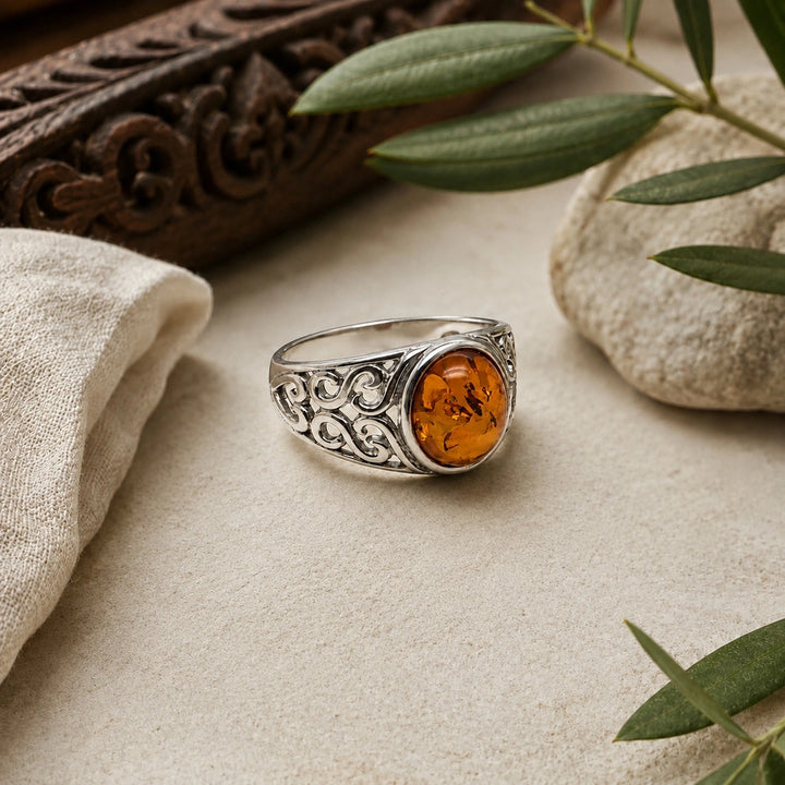 Celtic Amber Ring