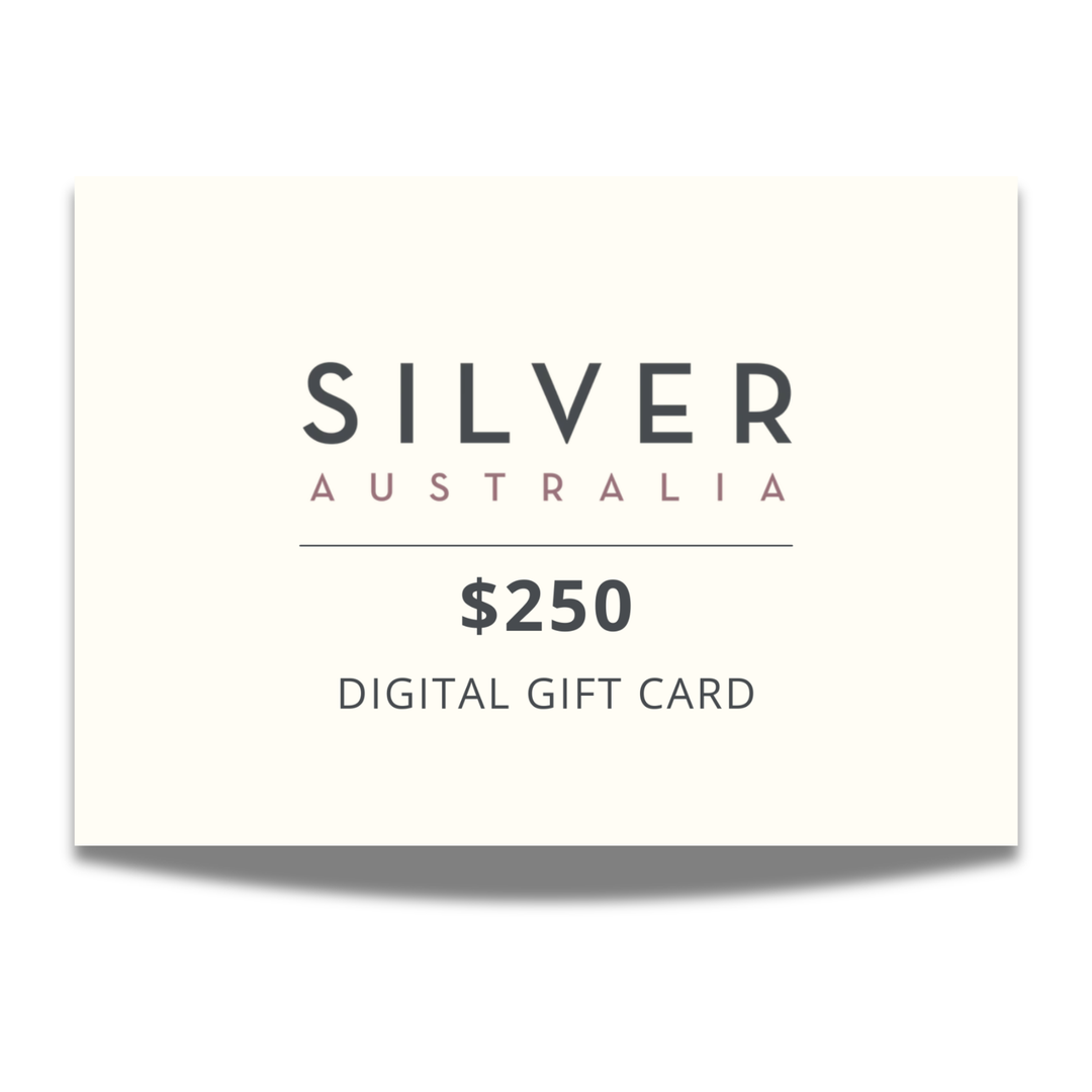 Silver Australia digital gift card worth $250 on a white background
