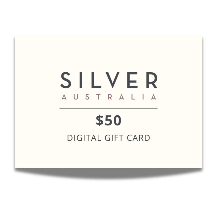 Silver Australia $50 digital gift card on a white background