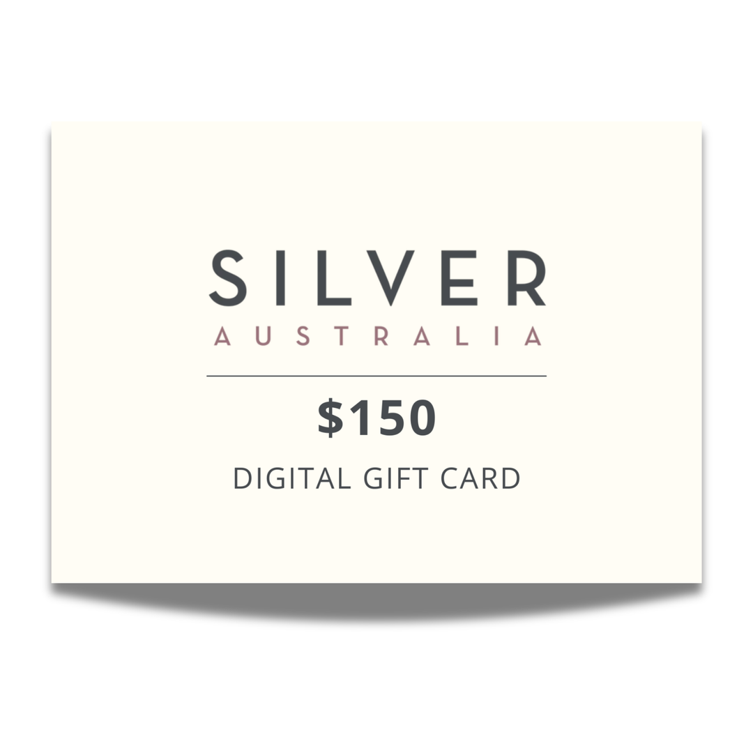 Silver Australia digital gift card worth $150 on a white background