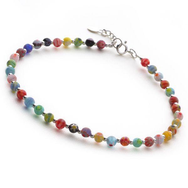 Rainbow Anklet with 925 sterling silver clasp