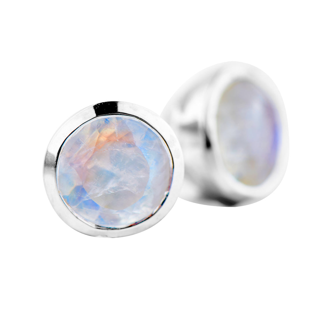 Rainbow Moonstone Stud Earrings (B215E08)