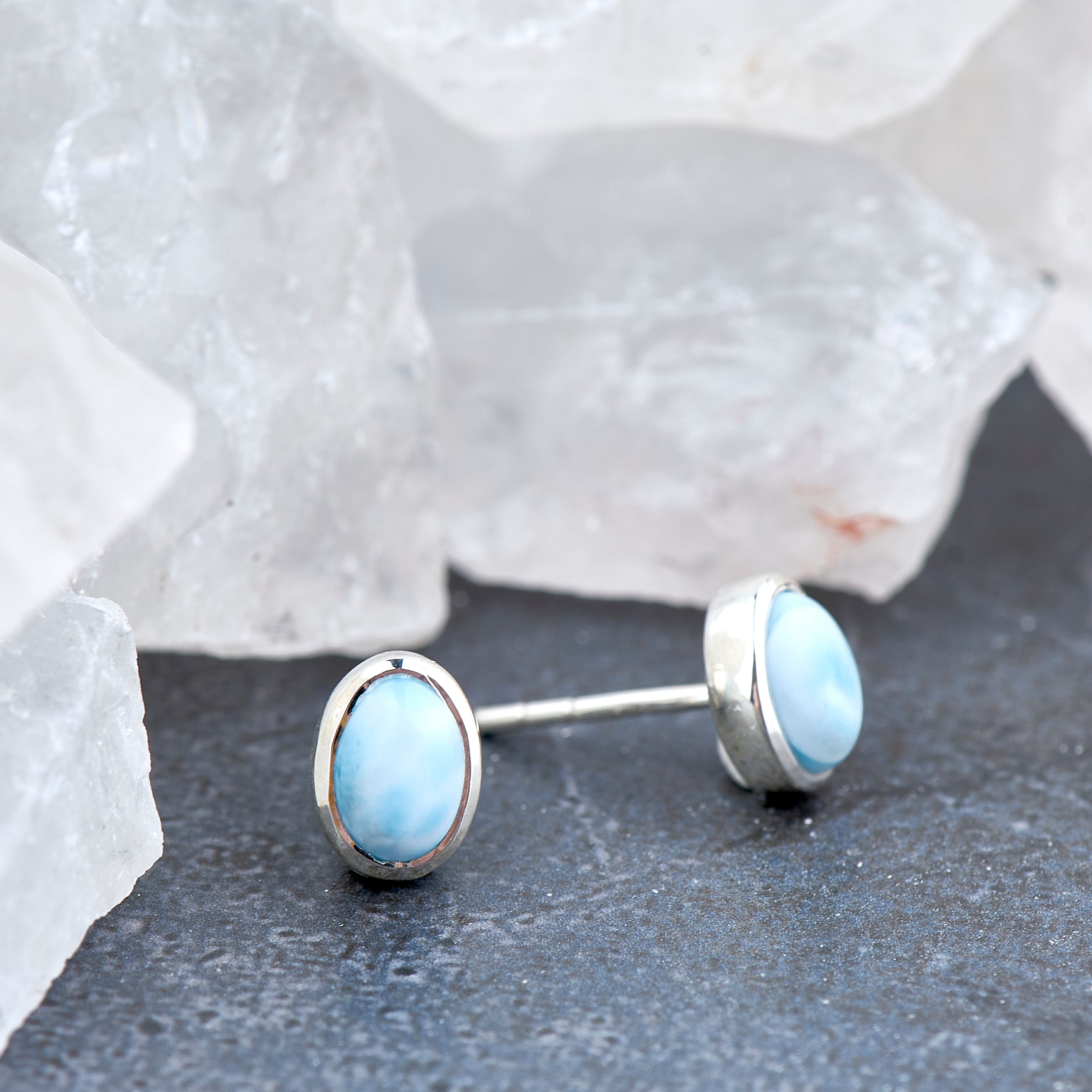 Larimar earrings store studs