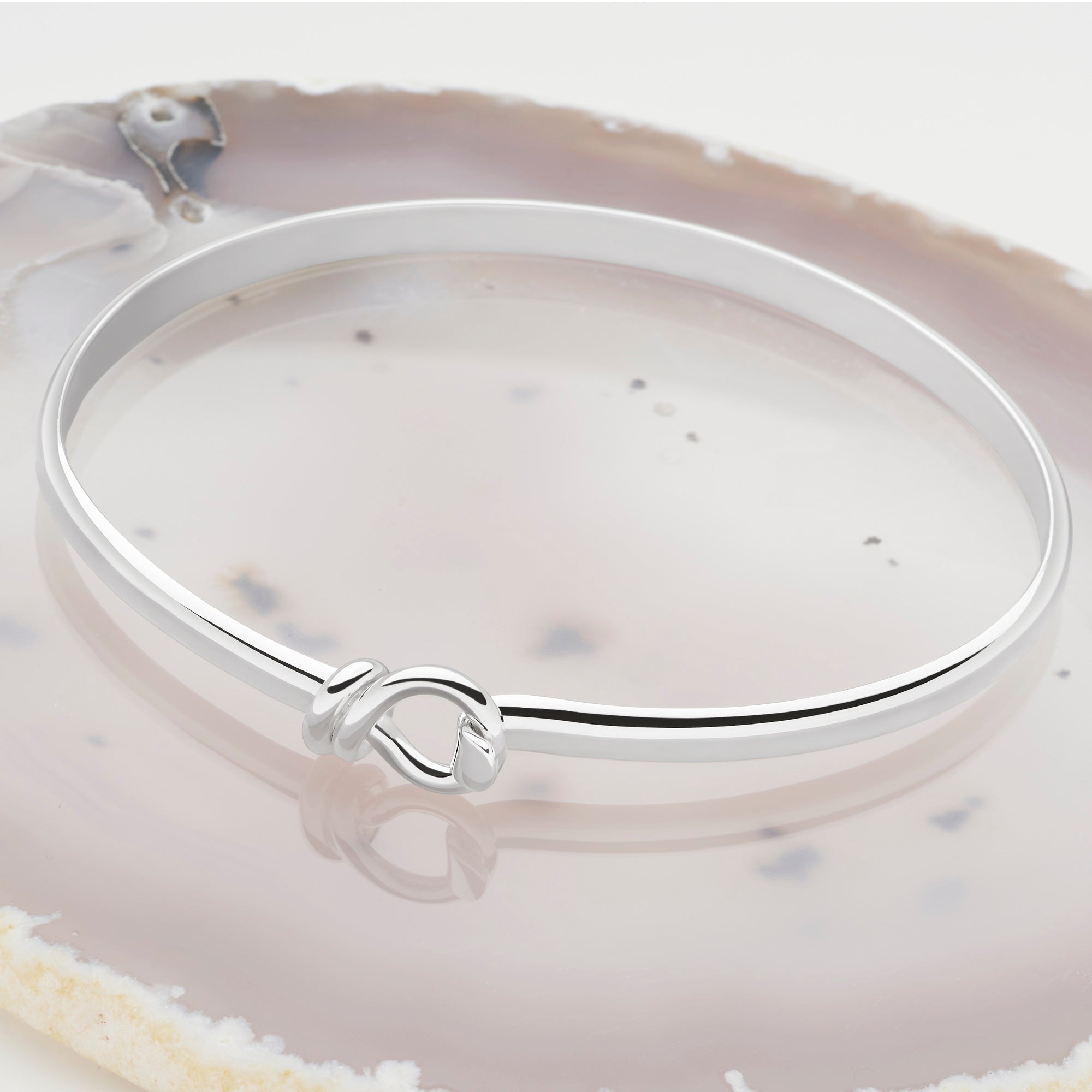 Ribbon Love Knot Bangle | 925 Sterling Silver Bangle – Silver