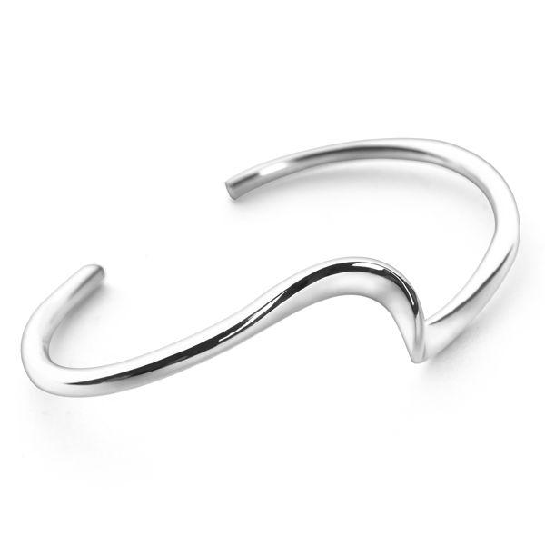 925 sterling silver adjustable bangle with a wave twist (BGL6041)