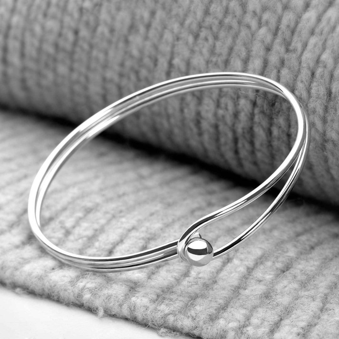 925 sterling silver fused double band loop bangle (BGL6421)
