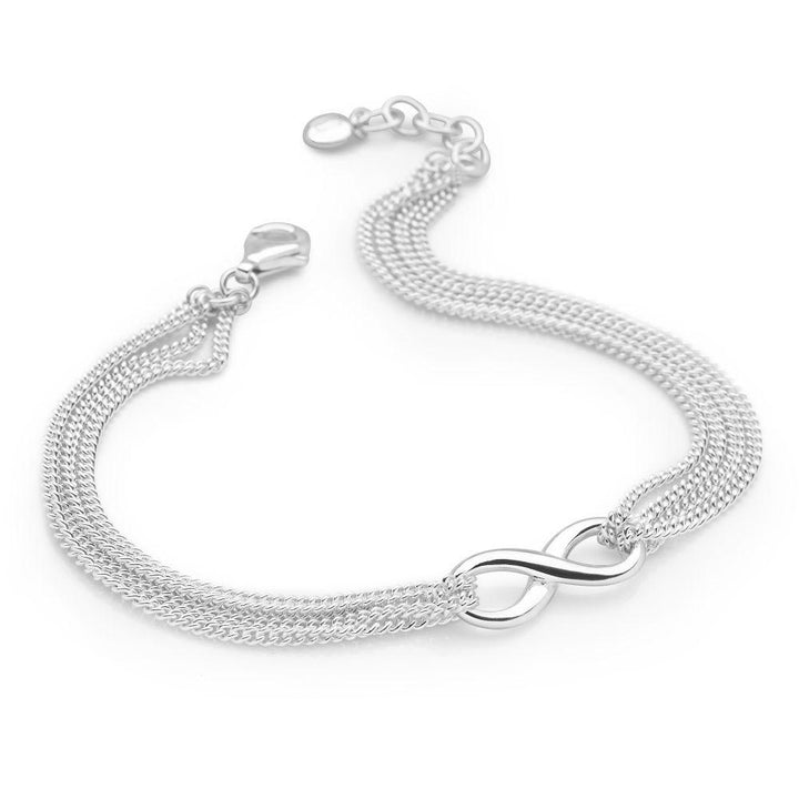 925 sterling silver Infinity symbol with layers of slinky chain bracelet (BRC13071)