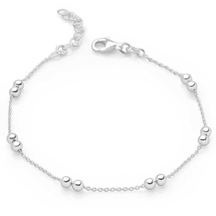 925 sterling silver twin beads bracelet on a link chain (BRC13811)