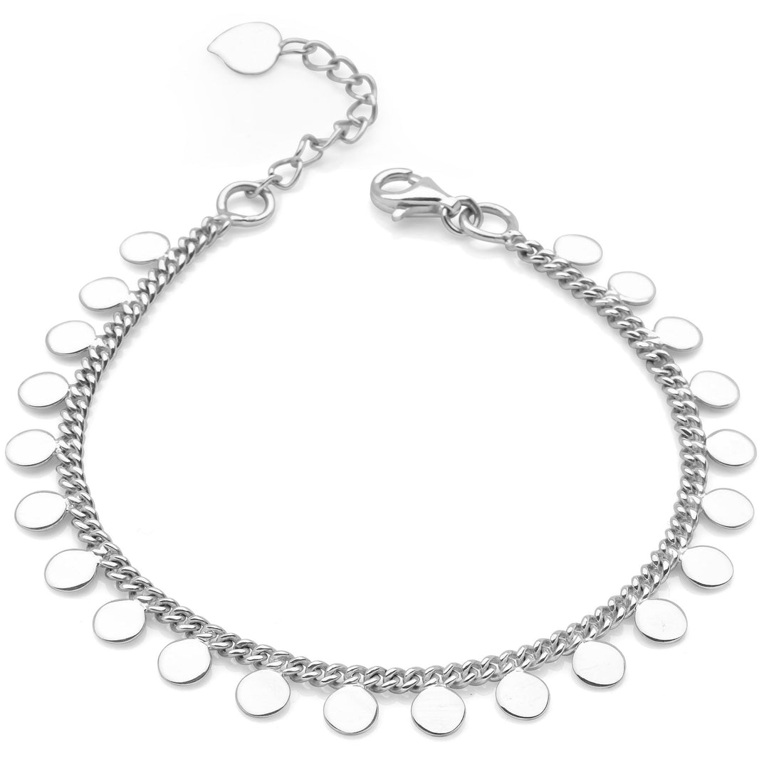 925 sterling silver discs on a classical bracelet. (BRC13821)