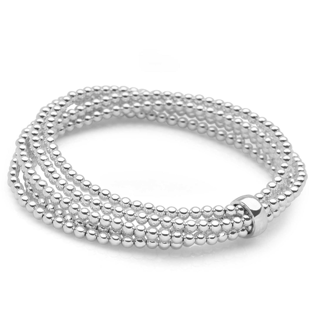 925 sterling silver 5 layer beaded bracelet with one bead holding together (BRC14511)